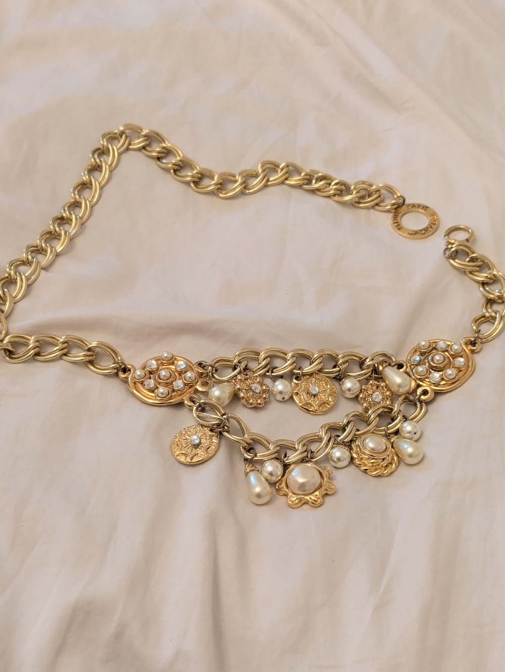 Gold Pearl Charm Link Belt